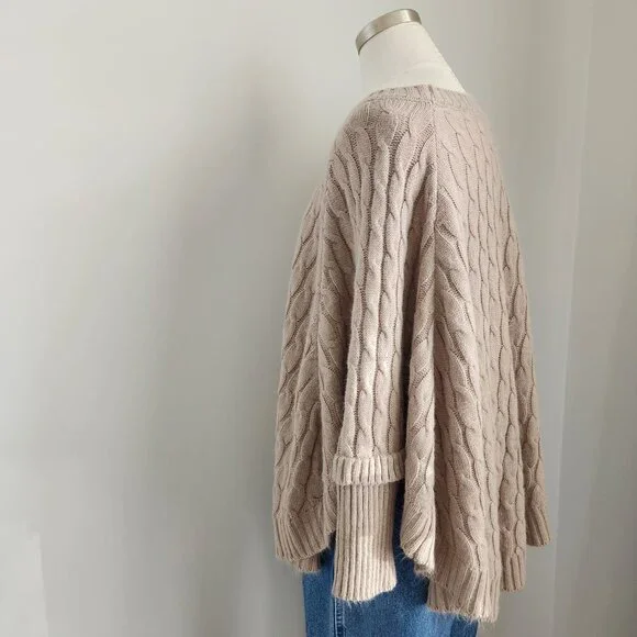 Cozy Chic Cable Knit Sweater Poncho - Picture 4 of 14